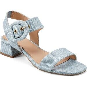 Easy Spirit Selina Light Blue Raffia Block Heel Comfort Sandals Women's Size 9M